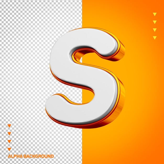 Alfabeto 3D letra S blanca con naranja