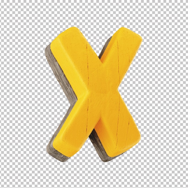 Alfabeto 3d letra x con textura de madera y fondo transparente festa junina brasil