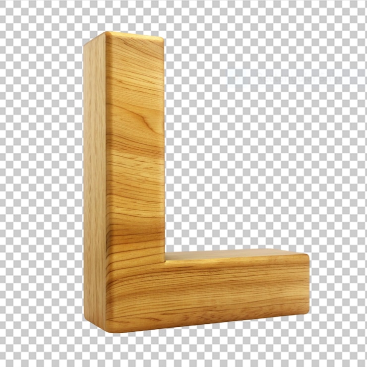 PSD alfabeto 3d lettera in legno l su sfondo trasparente