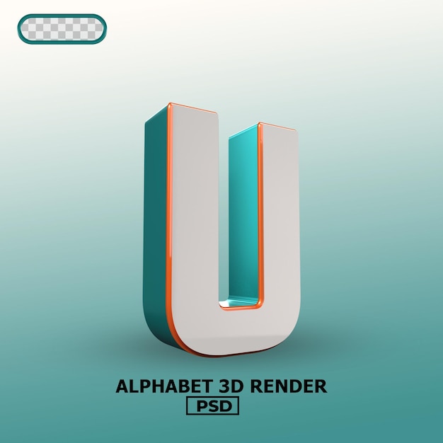 PSD alfabeto 3d render 00u