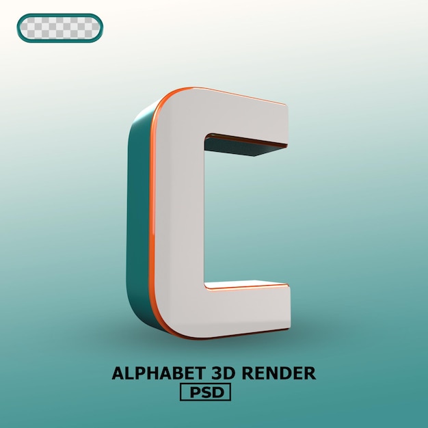 PSD alfabeto 3d renderização 00c