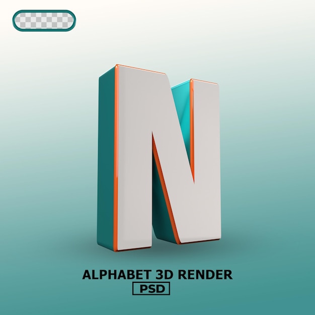 Alfabeto 3d renderização 00n