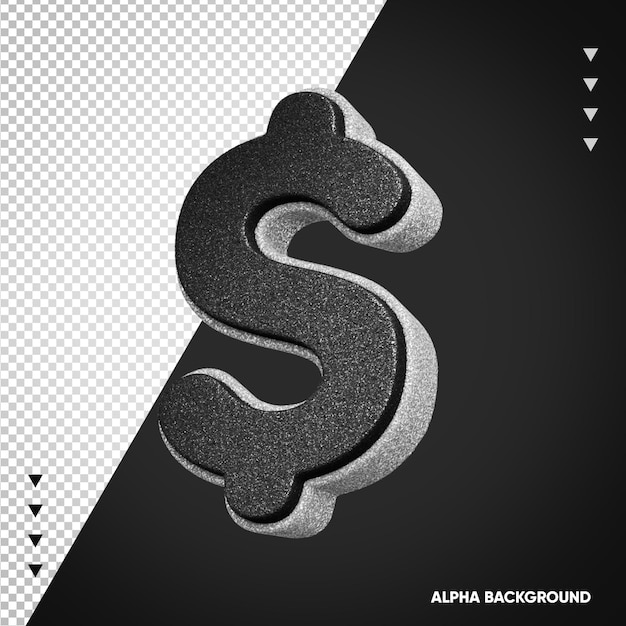 PSD alfabeto 3d signo cifrado blanco con negro