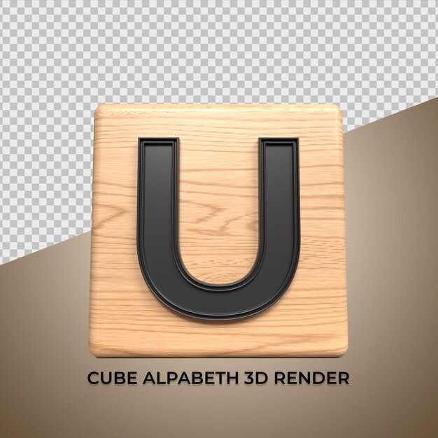 Alfabeto 3d u cubo madera madera para negocios