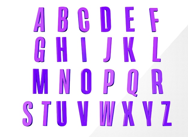 PSD alfabeto 3d violeta font galeana