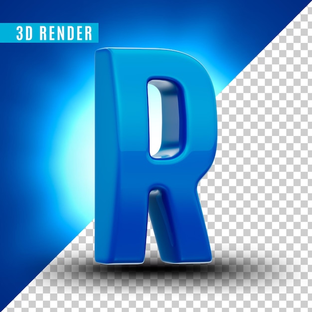 Alfabeto azul brillante con pintura metálica realista PSD Premium