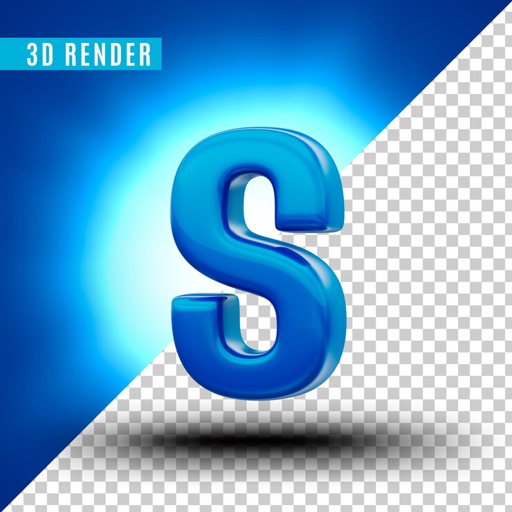 PSD alfabeto azul brillante con pintura metálica realista
