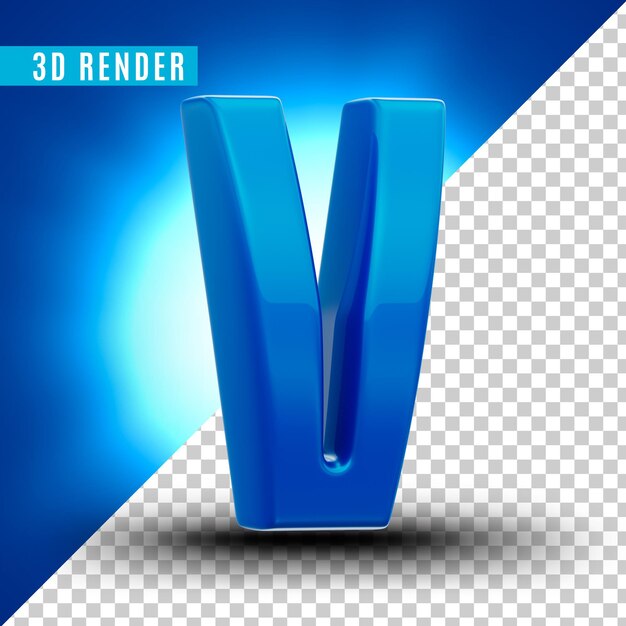 Alfabeto blu lucido con vernice metallizzata realistica Psd Premium