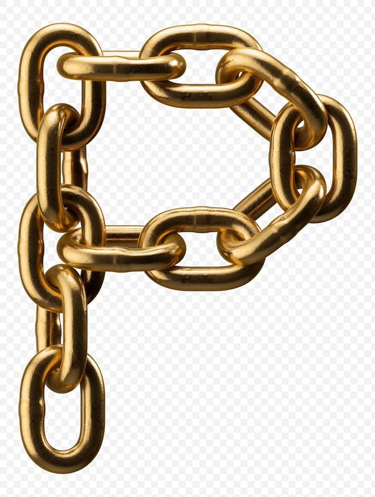 PSD alfabeto catena d'oro lettera p isolato