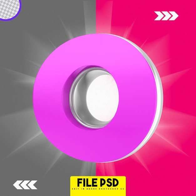 PSD alfabeto colorido rosa o renderização em 3d