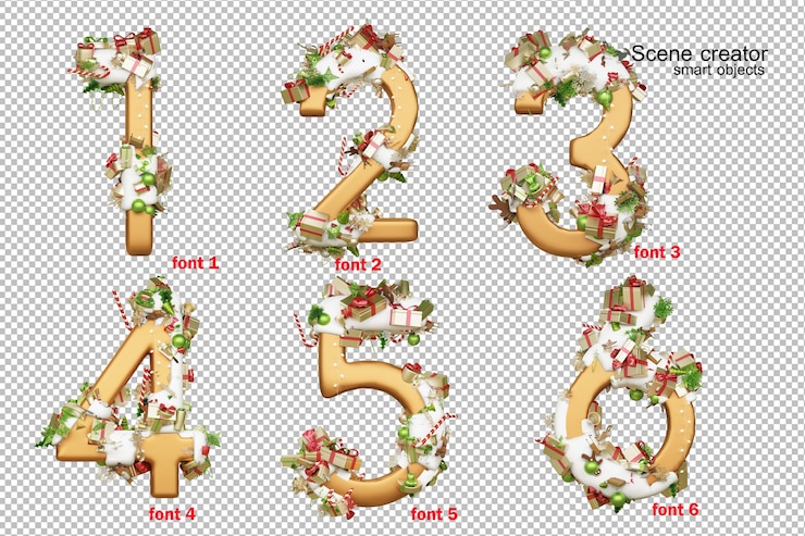 PSD alfabeto di illustrazione 3d il giorno di natale