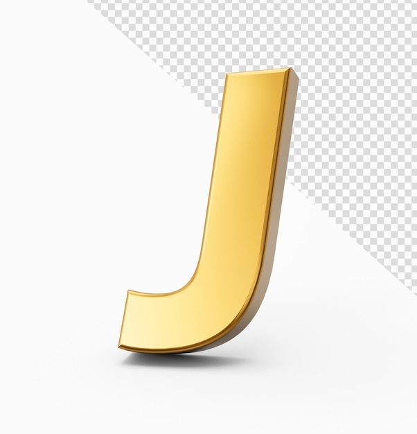 Alfabeto dorato J su sfondo isolato 3D Golden Letters numeri 3d'illustrazione