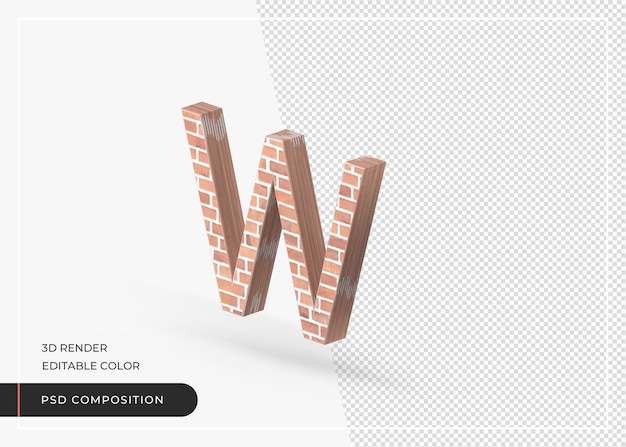 alfabeto de efecto de ladrillo aislado representación 3d