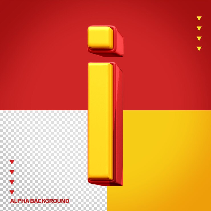 PSD alfabeto galeana 3d letra i amarillo con rojo
