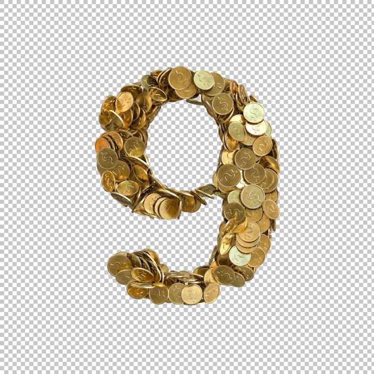 PSD alfabeto hecho de monedas de oro sobre fondo transparente