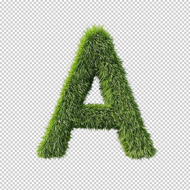 Alfabeto de hierba Una letra sobre un fondo transparente