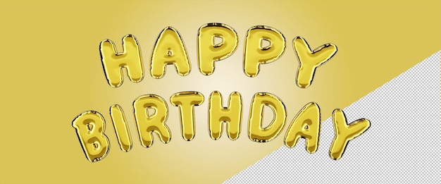 Alfabeto de lámina de globo aislado en color dorado feliz cumpleaños