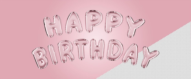 Alfabeto de lámina de globo aislado en color rosa Texto de feliz cumpleaños