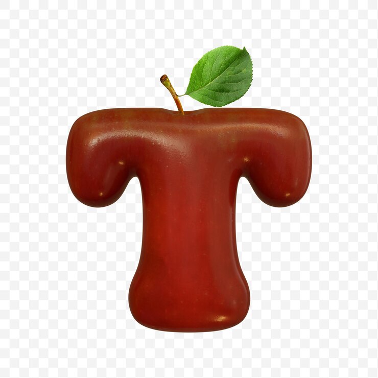 PSD alfabeto letra t hecho de archivo pds aislado de manzana roja