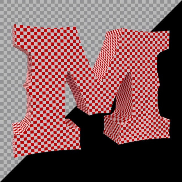 Alfabeto lettera m 3d render