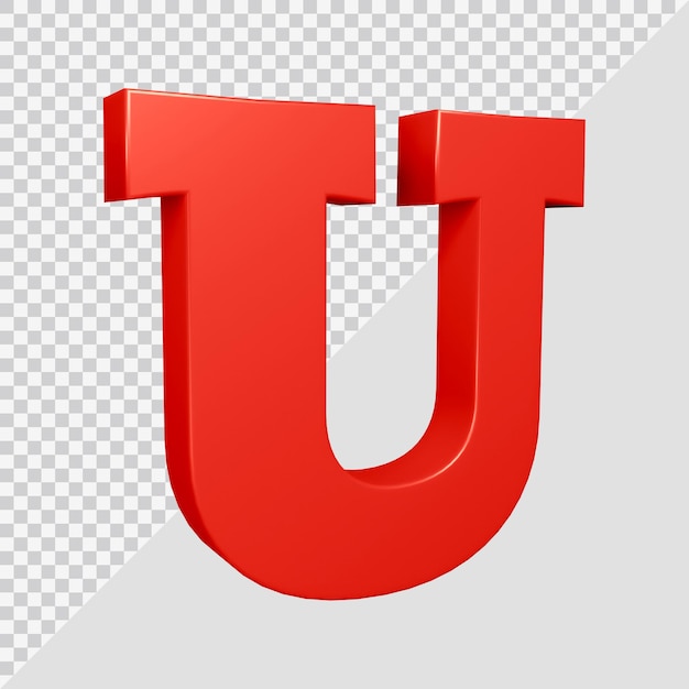 Alfabeto lettera u 3d render