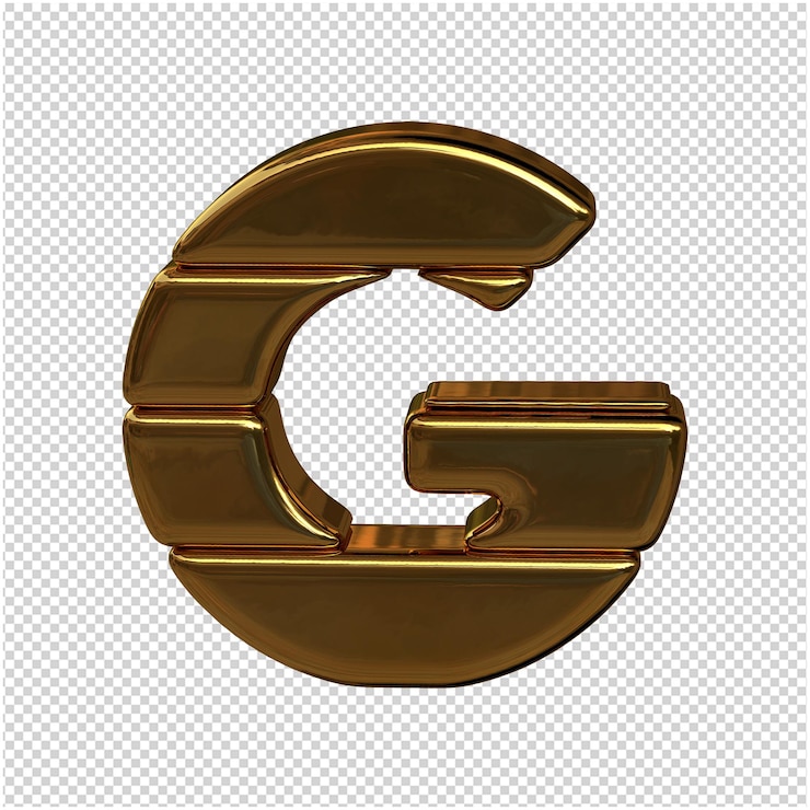 PSD alfabeto de lingotes de oro. 3d letra g