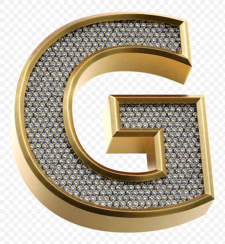 PSD alfabeto de oro de lujo con diamantes letra g aislado imagen de render 3d