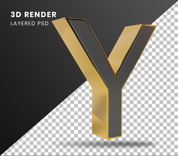 Alfabeto de oro de renderizado 3D Y aislado