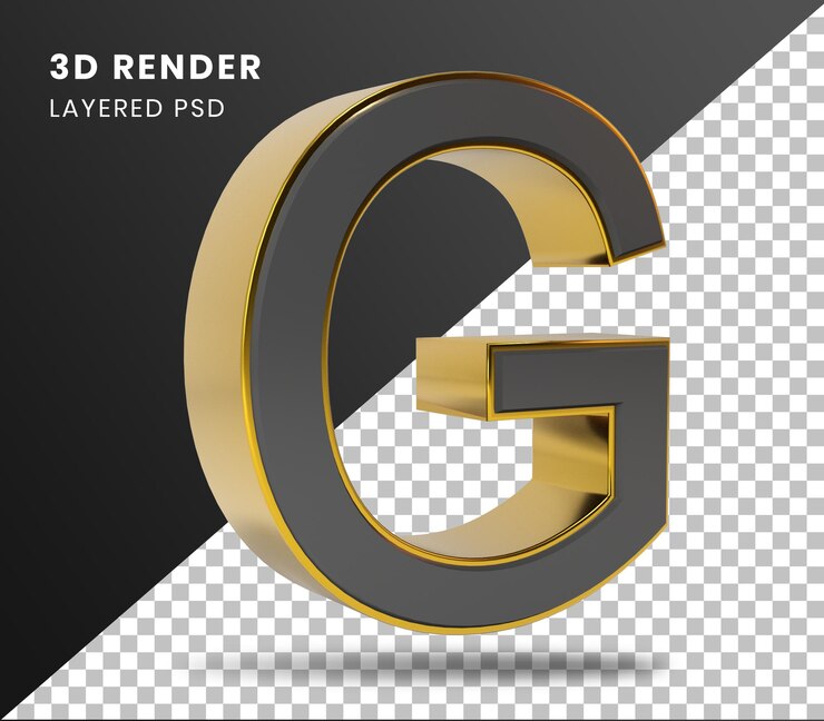 PSD alfabeto de oro de renderizado 3d g aislado