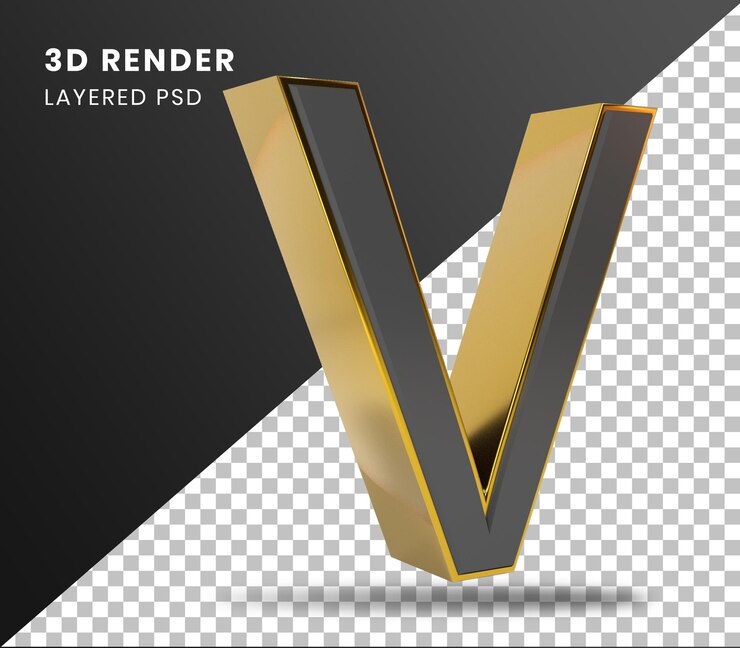 PSD alfabeto de oro de renderizado 3d v aislado