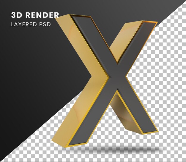 Alfabeto de oro de renderizado 3d x aislado