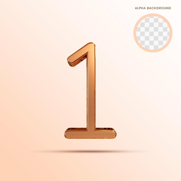 Alfabeto de oro rosa número 1 modelo 3d