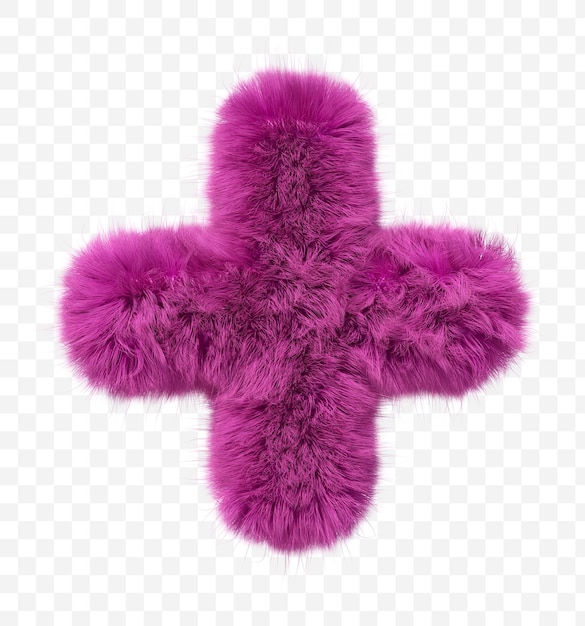 Alfabeto de piel rosa peludo signo más aislado