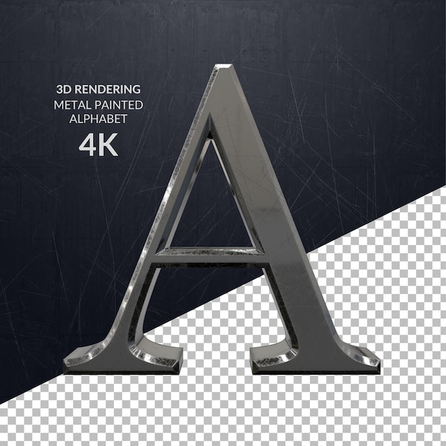 PSD alfabeto pintado de metal de representación 3d 4k