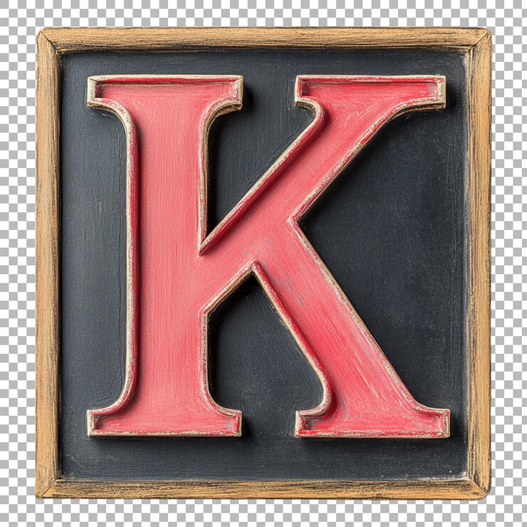 PSD el alfabeto png k en estilo vintage de pizarra aislado contra un fondo transparente para diseños retro, marcas educativas o aplicaciones de tipografía clásica