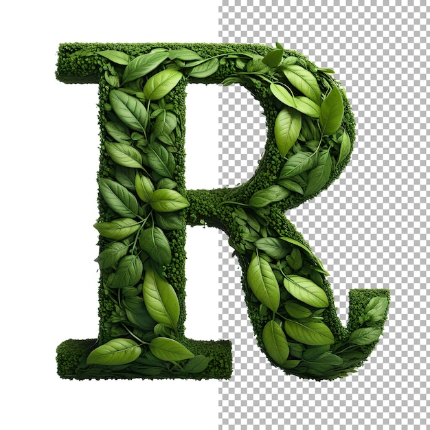 PSD alfabeto r feito de folhas