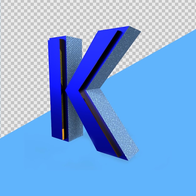 Alfabeto de renderizado 3d k azul