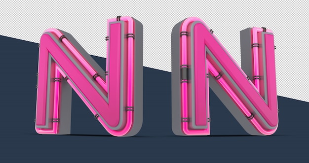 Alfabeto rosa 3D con luce al neon