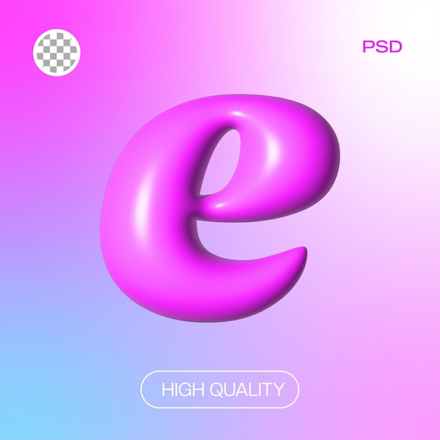 alfabeto rosado brillante con brillo 3d letra e.