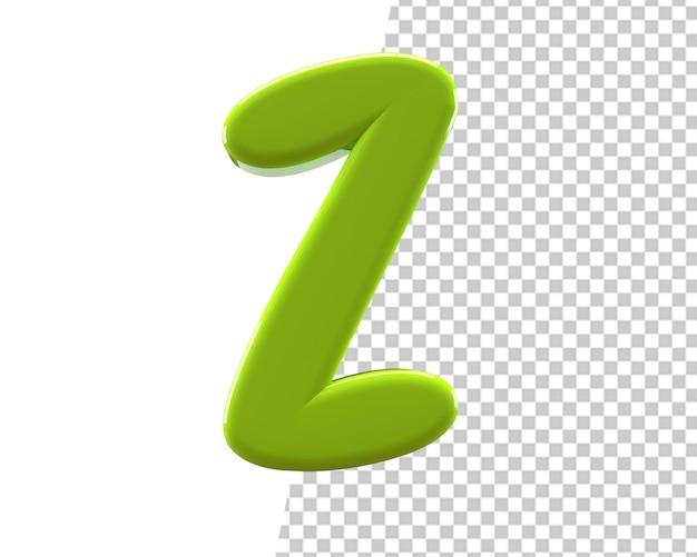 alfabeto verde z letra logo 3d render