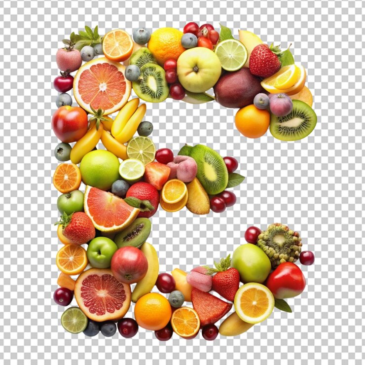 Alfabetos de frutas frescas