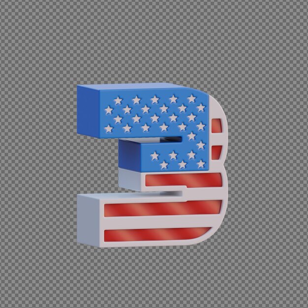 alfabetos de objetos 3D com fundo transparente