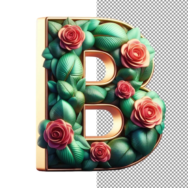 PSD alfabetos florales letras tridimensionales compuestas de flores