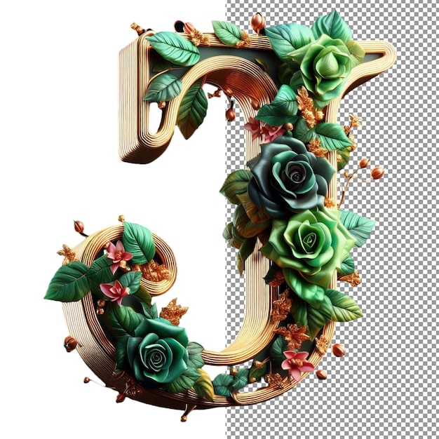 PSD alfabetos floridos letras tridimensionais compostas de flores