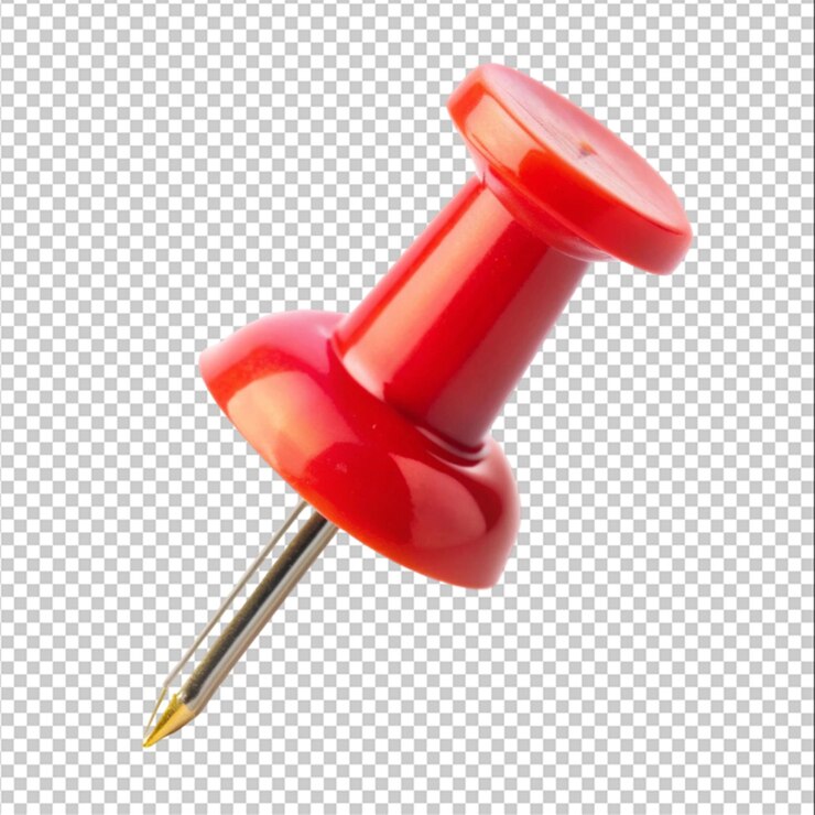 PSD un alfiler de empuje rojo aislado en un fondo transparente png