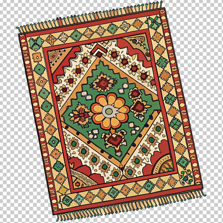 PSD alfombra de color persa marrón rojo con patrón antiguo en el suelo