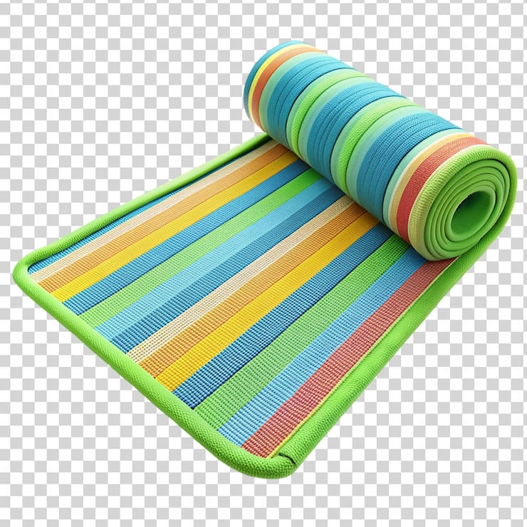 PSD una alfombra de playa colorida aislada sobre un fondo transparente