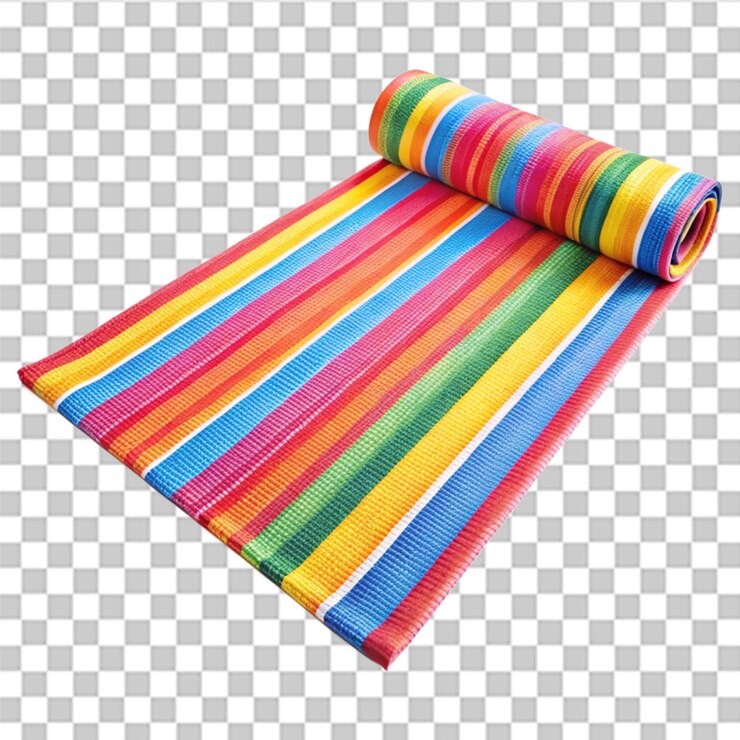 PSD una alfombra de playa colorida aislada sobre un fondo transparente