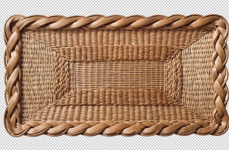 PSD la alfombra de rattan rectangular tejida con un borde trenzado añade encanto rústico