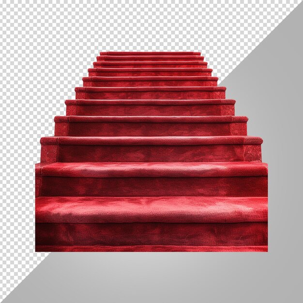 PSD alfombra roja escaleras blancas aisladas